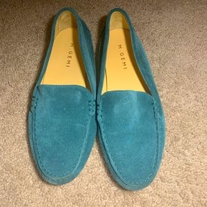 M. Gemi Turquoise Suede Loafers